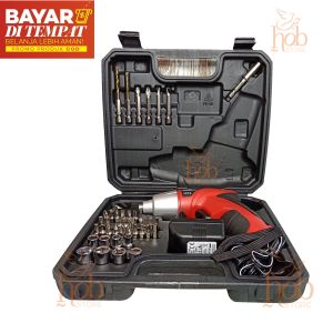 Obeng Bor Listrik Cordless Electric Screwdriver Set 4.8V & 45 Mata Baut taffware