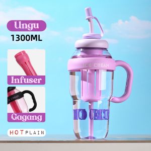 Botol Minum Jumbo IceCream Bentuk Lucu / Botol Minum Gym Ukuran 1400ml Sedotan + Gagang AN