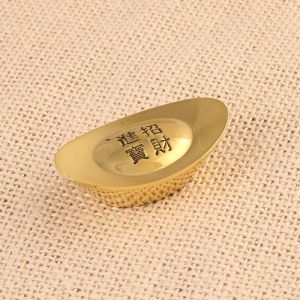 Tượng Nhỏ Bằng Đồng Hình Thỏi Vàng May Mắn (Kích thước: tùy mẫu)