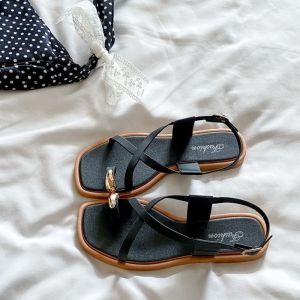 [Free Shipping] Summer Vacation Style~!Sequined Toe-Post Cross-Strap Sandals For Women New Summer Flip-Flop Sandals For Outdoor Wear