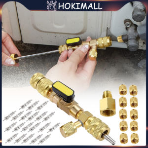 R410A Valve Core Remover/Installer with Dual Size SAE 1/4 & 5/16 Port Air Conditioning Line Repair Tools for HVAC R32 R410A