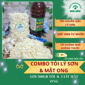 COMBO TỎI LÝ SƠN LỘT SẲN + MẬT ONG TỰ NHIÊN NGUYÊN CHẤT (500gr tỏi + 1L mật ong tự nhiên)