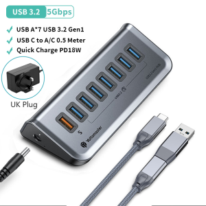 Yottamaster 5Gbps USB3.2 Gen1 Type C HUB Quick Charge PD18W USB C HUB Adapter High Speed Multifunctional Expansion Docking Station for MacBook Air M1 M2 Tablet PC