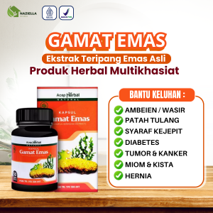 Naziella Herbal Kapsul Gamat Emas Suplemen Multikhasiat Ekstrak Teripang Emas Asli 100% Halal MUI BPOM