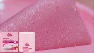 HANCHOBIT Strawberry Cleansing Makeup Remover Balm Gentle ingredients deeply cleanse improve skin texture and brighten skin tone