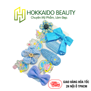 Hokkaido - Set 10 kẹp tóc hình nơ xanh biển dễ thương cho bé gái