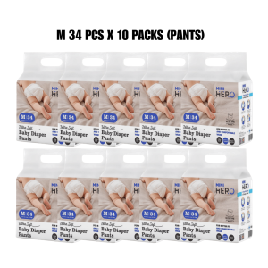 [𝐂𝐀𝐑𝐓𝐎𝐍 𝐏𝐔𝐑𝐂𝐇𝐀𝐒𝐄] MINI HERO Baby Dipers Ultra Thin Pants [S36/M34/L32/XL30/XXL28] [10 Packs]