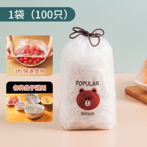 100pcs Food Grade Disposable Plastic Wrap Fresh keeping Film Cover100片食品级一次性保鲜袋套家用剩菜密封-Penutup Plastik Beg