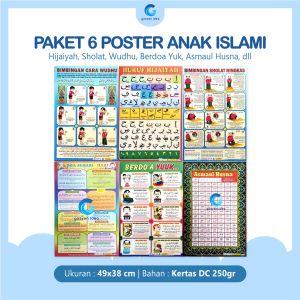 Paket 6 Poster Belajar Anak Muslim: Edukasi Islami untuk Anak