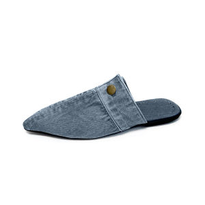 [Free Shipping] Womens denim sandals for summer large size new pointed-toe mule closed-toe half-slippers sandals
