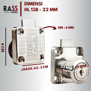 3PCS Kunci Laci Lemari Drawer Lock Huben 138-22