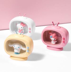 [Local Seller] Sanrio Characters Hello Kitty Melody Cinnamoroll TV Design Bedroom Bedside Nightstand Table Lamp Night Light Battery