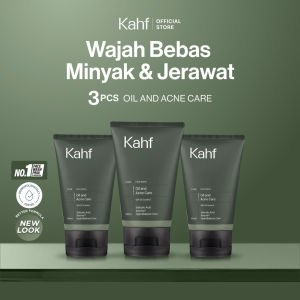 Kahf Triple Pack Face Wash 100 ml - Sabun Cuci Muka Pria Brightening Acne Hydration Oily Comedo Sensitive Skin - Wajah Glowing Jerawat Hilang Bebas Minyak - Gentle Cleanser Low pH for Daily Use