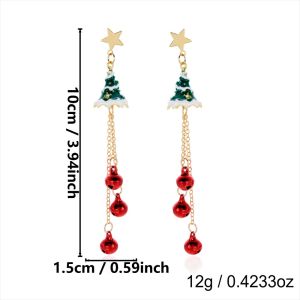 KUMAYES Rhinestone Christmas Earrings Bell Snowflake Xmas Drop Dangle Stud Sweet Dripping Oil Christmas Jewelry Christmas