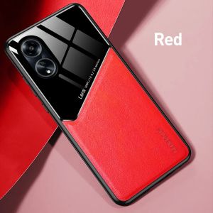 Luxury Car Magnetic Holder Leather Casing For Oppo A58 A78 A18 A38 A1Pro A17K A17 4G 5G 2024 Phone Case Full Lens Protection Shockproof TPU Soft Skin Feel Back Cover Shell