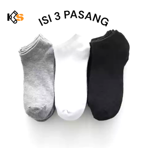 Paket 3 Pasang Kaos Kaki Pendek Semata Kaki Polos Pria Wanita Dewasa Bahan Katun Lembut