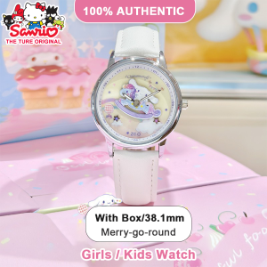 (With Box/36.3mm)100% Authentic Sanrio Cinnamoroll Watch for Kids Girls Quartz Watch Waterproof Soft Leather Strap Shockproof Birthday Gift 2189