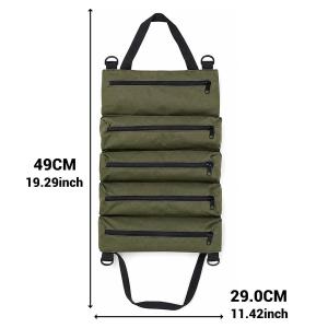 Heavy-Duty Tool Roll Bag / Oxford Fabric Multi-Tool Organizer / for Mechanics Electricians Carpenters / 5 Compartments Portable Storage Bag