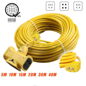 5M-40M Extension Cord Socket With Cable Extra-long Plug-in Strip For Electric Vehicles And Household Appliances (Yellow)