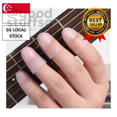 [SG FREE ] 4Pcs Ultra-thin Left Hand Guitar Fingertip Protector Silicone Finger Guard Cover