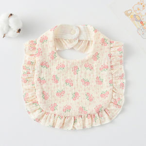 Baby Bib U-Shaped Baby Saliva Towel Ruffle Baby Cotton Printed Gauze Lace Bib Saliva Pocket