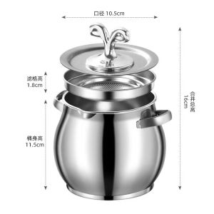 Stainless steel pig oil tank with lid household high temperature resistance large capacity with filter oil tank with double ears pig oil pot pig oil basin