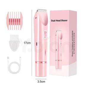 2‑in‑1 Dual Head Bikini Trimmer IPX7 Shower Proof Painless Electric Razor for Private Area Underarm Leg Body Hair