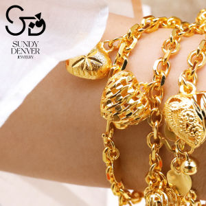 Cross-border Southeast Asia large heart-shaped chain gold-plated bracelet small heart-shaped hollow bracelet bridal couple bracelet gift