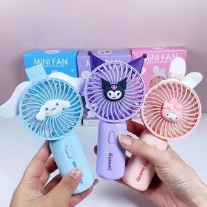 Kawaii Hello Kitty My Melody Cinnamoroll Kuromi Cartoon Anime Mini Fan Cute Usb Charging Portable Handheld Fan Gifts Toys
