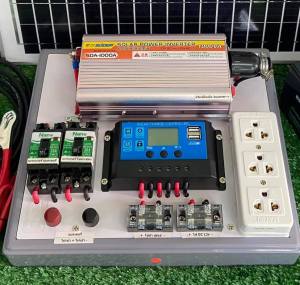 ชุดคอนโทรล ชุดไฟบ้านสวน ชุดนอนนา ชุดโซล่าเซลล์ พลังงานสงอาทิตย์ 12Vและ12V to 220V รุ่น1000w พร้อมแผงโซล่าเซลล์ แบตเตอรี่ เลือกตอนกดสั่งได้เลย