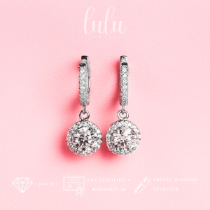 Lulu Moissanite Jewelry - Perhiasan Wanita Anting Tusuk Permata Moissanite 2 Carat Lapis Emas 18K - Bella Round Cut Moissanite Clip Earrings 1 Pair 2 CT Sertifikat GRA
