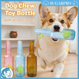 Dog Toy Bottle With TennisBall Squeaky Interactive Toy TPR Material Beer Shaped Durable Dog Chew Toy