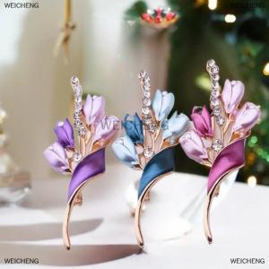 [COD] WEICHENG Fashion Elegant Flower Tulip Brooches For Women Clothing Coat Jewelry Accessries Gift