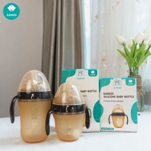 Bình Sữa Kamidi Chất Liệu Silicon Nâu Dung Tích 150ml 250ml Thiết Kế Thông Minh