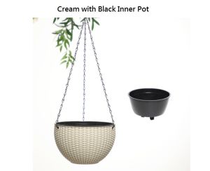 [SG Seller] Hanging Self Watering Flower Pot Vines Braided Pattern Planter with 3 Metal Chains Bottom Base Water Separated Board Balcony Garden Plant Hanger Basket Home Decoration - Stock in SG
