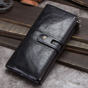 CONTACTS Genuine Leather Women Wallet Female Coin Purse Long Walet Zipper cartera mujer Phone Pocket Money Bag Lady Card Holder Wallets