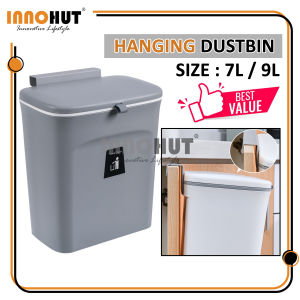 Innohut 7L/9L Multipurpose Kitchen Rubbishbin Dustbin Hanging Bin With Lid And Mountable Indoor Compost Bin