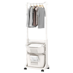 ตะกร้าผ้า ตะกร้ามีล้อ ราวแขวนเสื้อ ราวตากผ้า วัสดุแข็งแรงทนทาน พร้อมตะกร้า ตะกร้าอเนกประสงค์ ตะกร้าใส่ผ้า ตะกร้าพับได้ ตะกร้ามีล้อ ตะกร้าผ้าพับเก็บได้ พร้อมตะกร้าปรับองศา 4/3/2ชั้น จัดเก็บเสื้อผ้า
