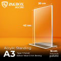 Acrylic Tent Holder - Akrilik Tent Card A3 T Portrait Brosur - Display Meja. 