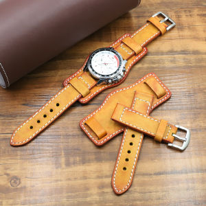 new Handmade Bund Strap Mens Watch Band 20mm 22mm 24mm Genuine Leather Cuff Watch Bracelet Yellow Blue Black Green Red Watch Strap high-quality