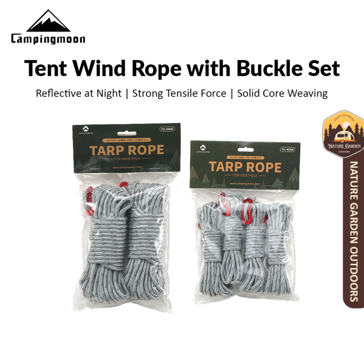 Campingmoon Tent Wind Rope Tarp Reflective Guy Lines with Adjustable