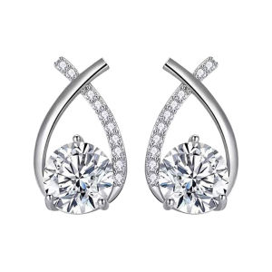 s925 Silver internet-famous fish tail cross earrings for women high-end and elegant earrings versatile Korean style zirconia ear accessories