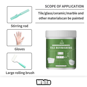 Quick Dry 1000g Tile Paint Waterproof Floor Coating No Paint Removal Non Slip wear-resistant Color Change Paint Tile Pain Eco Friendly Repair Paint Strong Adhesion Bathroom Kitchen Balcony Durable Surface Protector white gray yellow blue 瓷砖改色漆