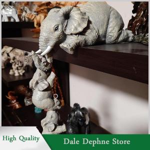 [Dale Dephne] Nhựa trang trí thủ công 3-mảnh thực tế Voi Mẹ treo 2-em bé figur