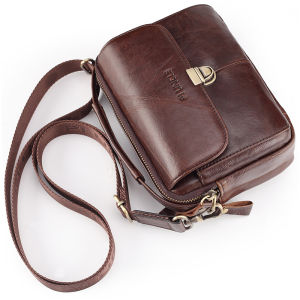 PIUNCLE Brand High Quality Genuine Leather Casual Male Single Shoulder Messenger Bag For Men Crossbody Bags Multi-function Belt Bag For Men Waist Fanny Packs Mens Multi-pocket Handbags Casual Mobile Phone Pouch Money Purse Travel Bags Large Capacity