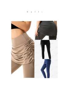 Raffi store033/ Legging Skirt  Legging Rok Senam Yoga Jogging 2 in 1 Legging Kerut Samping