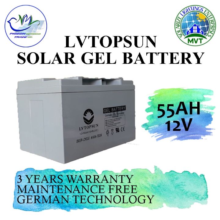 55AH 12V LVTOPSUN Solar Gel Battery | Lazada PH