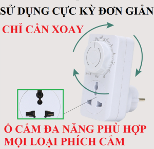 Ổ cắm hẹn giờ đếm ngược MT01D hẹn giờ tắt điện thoại sạc xe đạp điện dạng cơ sử dụng dễ dàng chỉ cần xoay timer hẹn giờ công tắc hẹn giờ ổ cắm điện thông minh đa năng