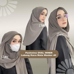 Pashmina oval inner free anting Flow jilbab instant terbaru murah kekinian hijab ceruty terlaris