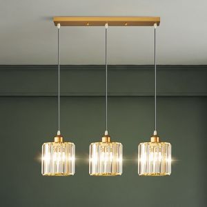 【Free Bulb】Modern Transparent Crystal Chandelier Nordic LED Simple Living Room Pendant Light Dining Room Light